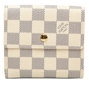 Louis Vuitton Damier Azur White Portefeuille Elise Bi fold Wallet White Leather